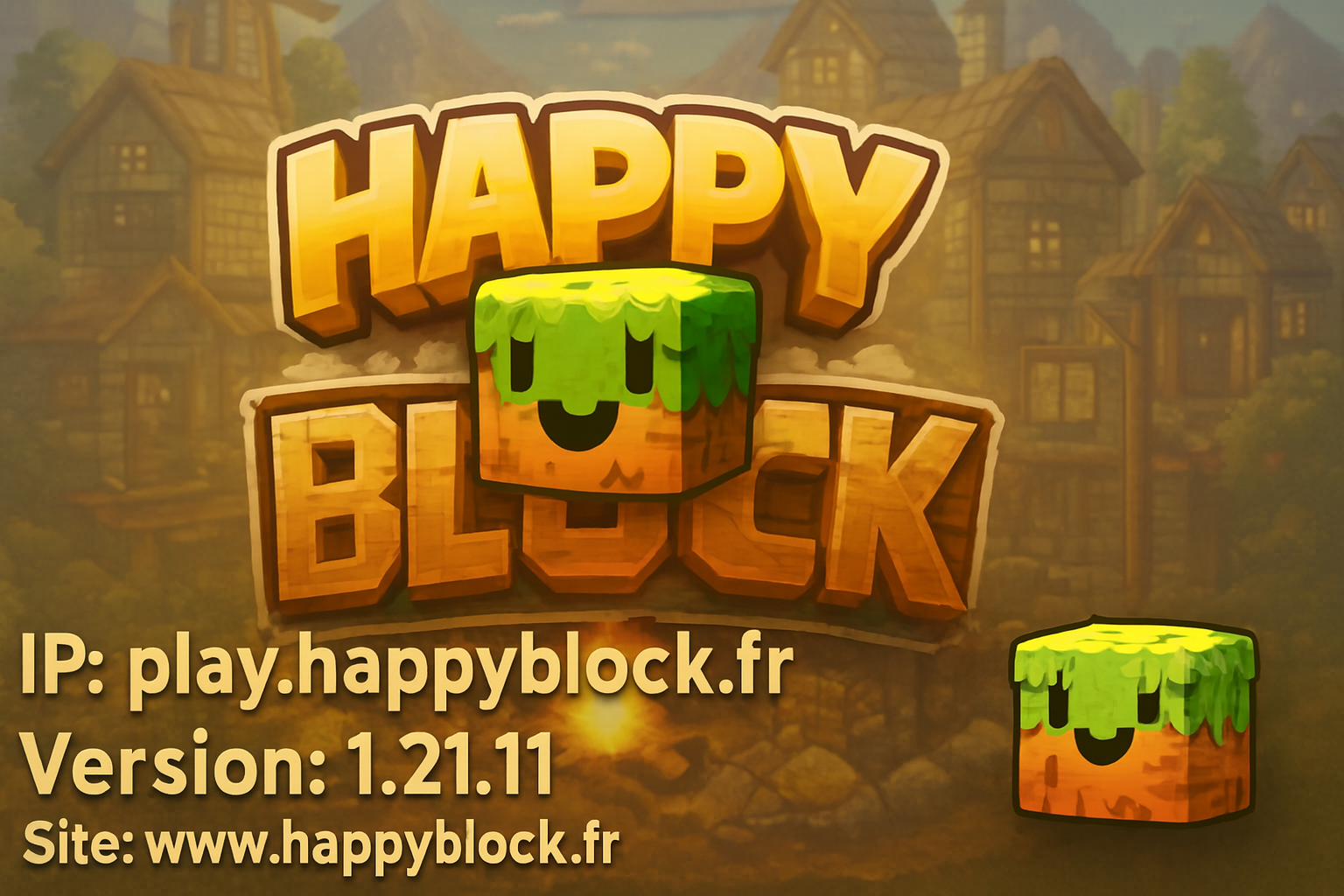 Bannière du serveur Minecraft HappyBlock