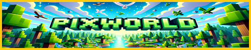 Bannière du serveur Minecraft PixWorld Survie 1.21 | Skyblock